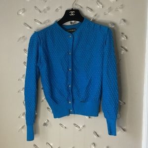 Austrian Geiger Knit Puff Shoulder Cardigan